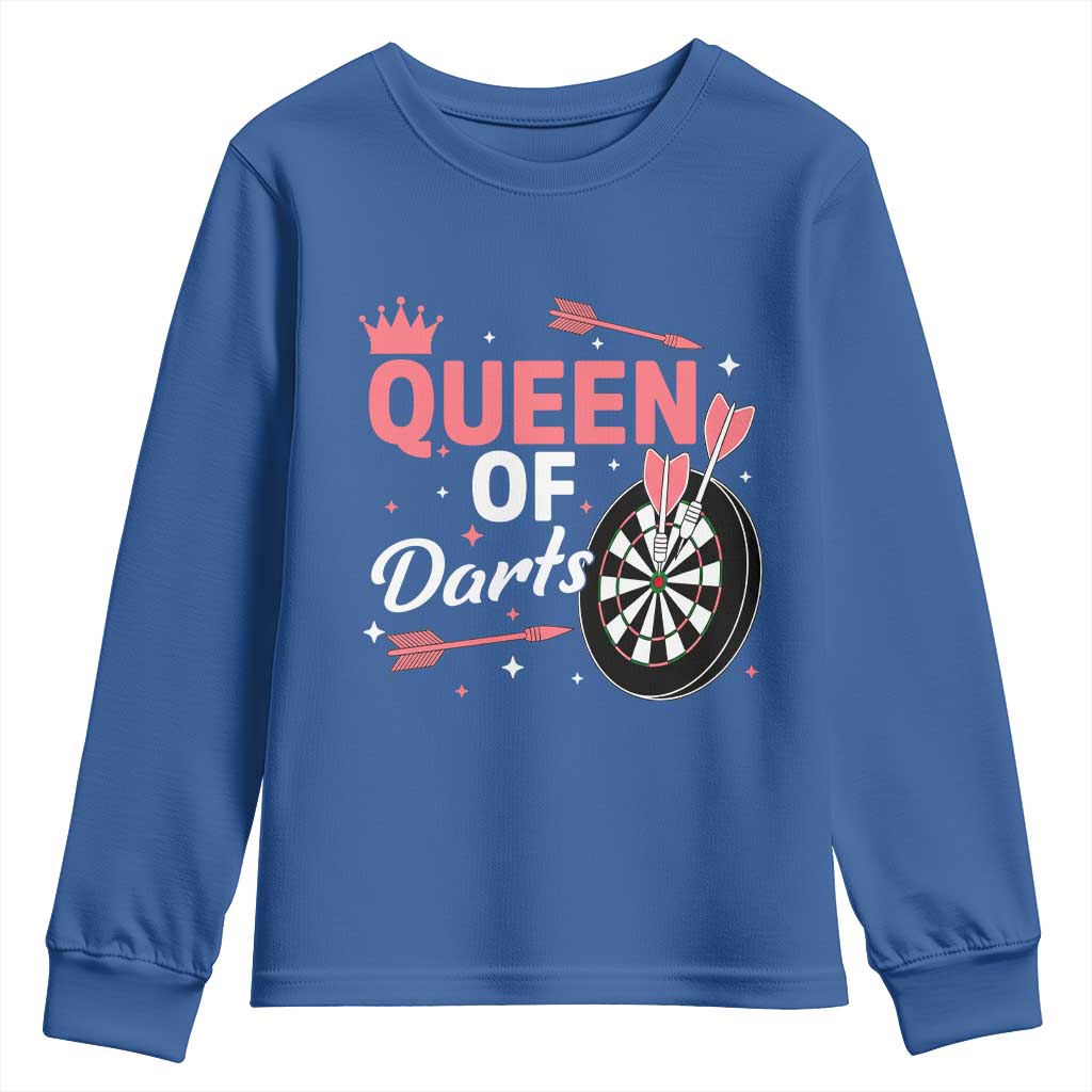 Queen Of Darts Bullseye Shooter Youth Sweatshirt Female Dartist Gift TS12 Royal Blue Print Your Wear
