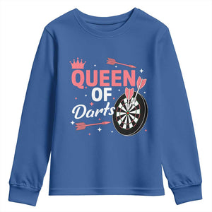 Queen Of Darts Bullseye Shooter Youth Sweatshirt Female Dartist Gift TS12 Royal Blue Print Your Wear