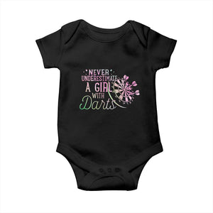 Never Underestimate A Girl With Dart Baby Onesie Sports Lover Gift TS12 Black Print Your Wear