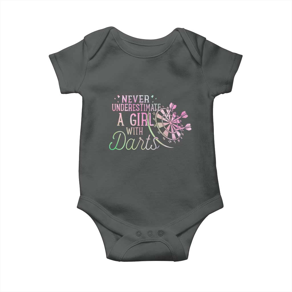 Never Underestimate A Girl With Dart Baby Onesie Sports Lover Gift TS12 Dark Heather Print Your Wear