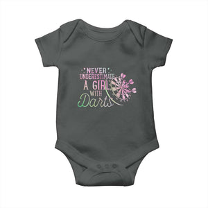 Never Underestimate A Girl With Dart Baby Onesie Sports Lover Gift TS12 Dark Heather Print Your Wear