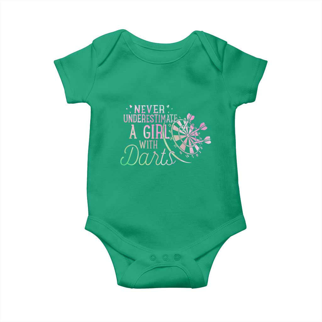 Never Underestimate A Girl With Dart Baby Onesie Sports Lover Gift TS12 Irish Green Print Your Wear