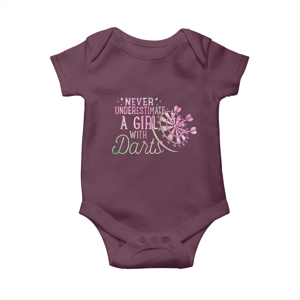 Never Underestimate A Girl With Dart Baby Onesie Sports Lover Gift TS12 Maroon Print Your Wear