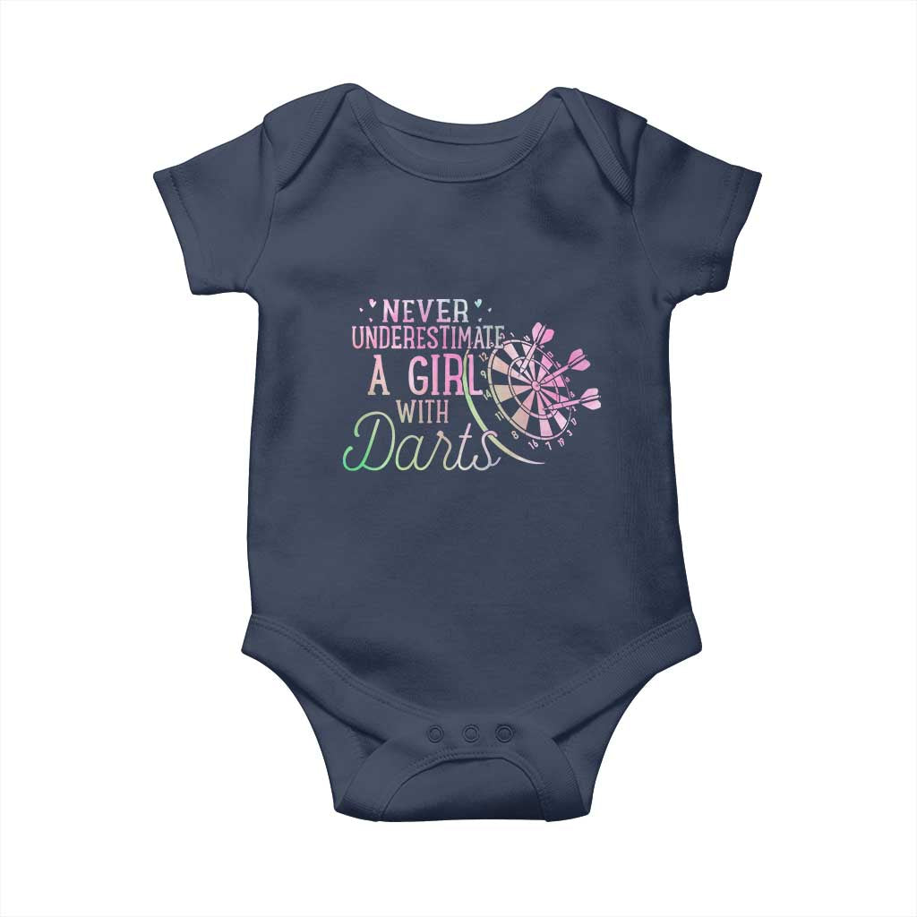 Never Underestimate A Girl With Dart Baby Onesie Sports Lover Gift TS12 Navy Print Your Wear