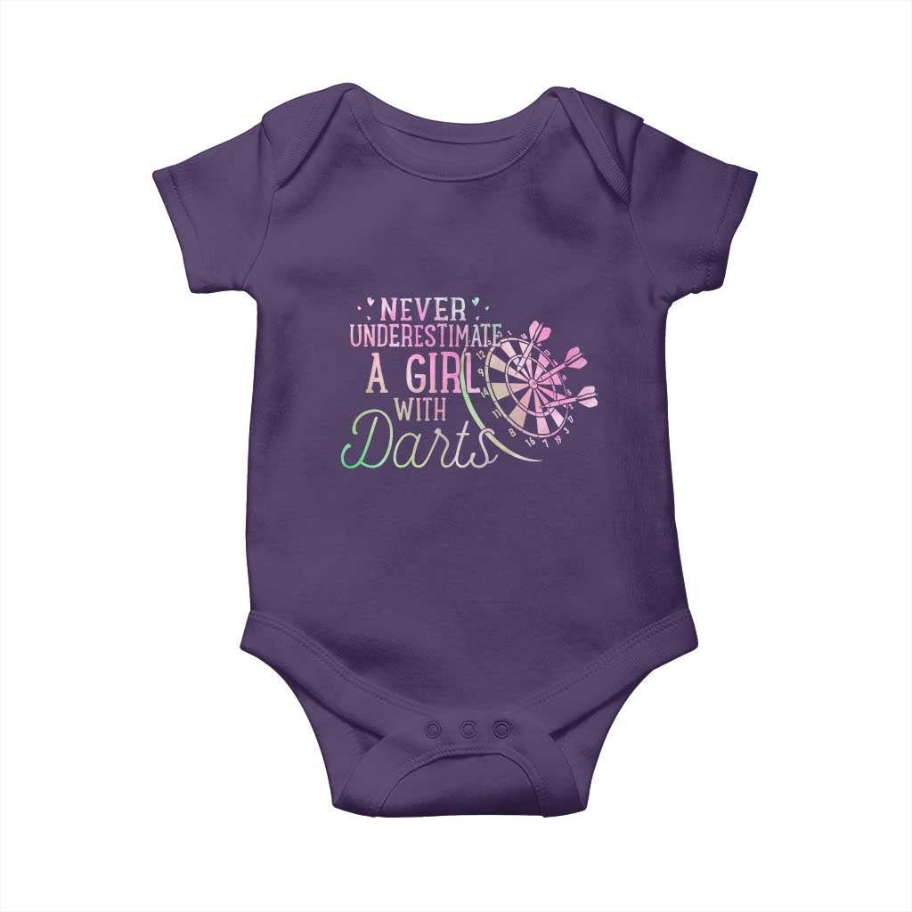 Never Underestimate A Girl With Dart Baby Onesie Sports Lover Gift TS12 Purple Print Your Wear