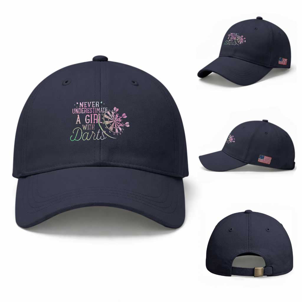 Never Underestimate A Girl With Dart Baseball Cap Sports Lover Gift TS12 Baseball Cap Universal Fit Navy Print Your Wear