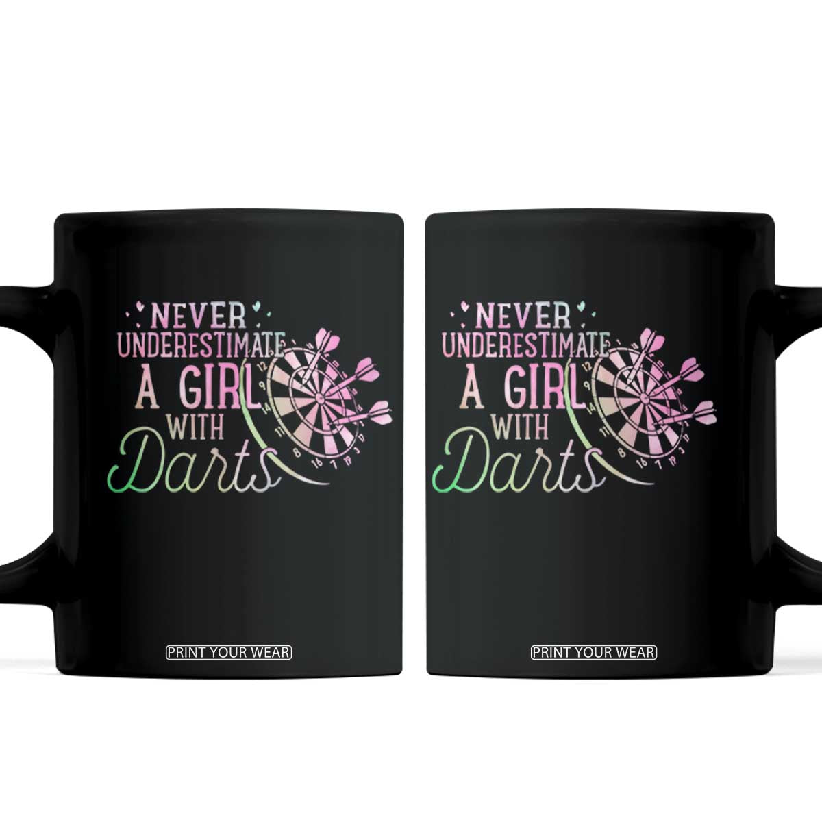 Never Underestimate A Girl With Dart Coffee Mug Sports Lover Gift TS12 Black Print Your Wear