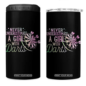 Never Underestimate A Girl With Dart 4 in 1 Can Cooler Tumbler Sports Lover Gift TS12 One Size: 16 oz Black Print Your Wear