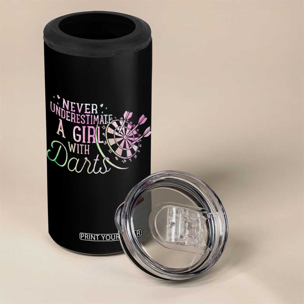 Never Underestimate A Girl With Dart 4 in 1 Can Cooler Tumbler Sports Lover Gift TS12 Print Your Wear