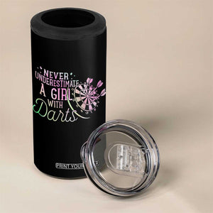Never Underestimate A Girl With Dart 4 in 1 Can Cooler Tumbler Sports Lover Gift TS12 Print Your Wear