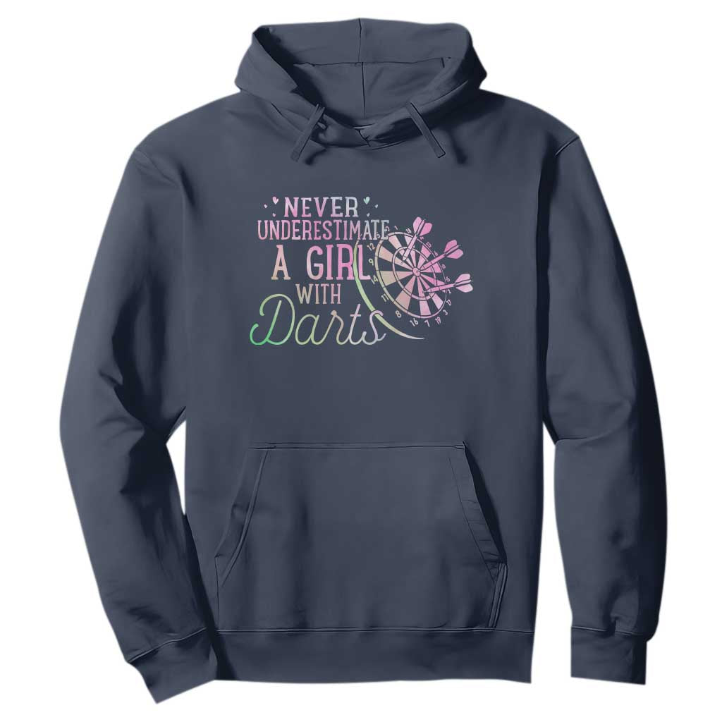 Never Underestimate A Girl With Dart Hoodie Sports Lover Gift TS12 Navy Print Your Wear