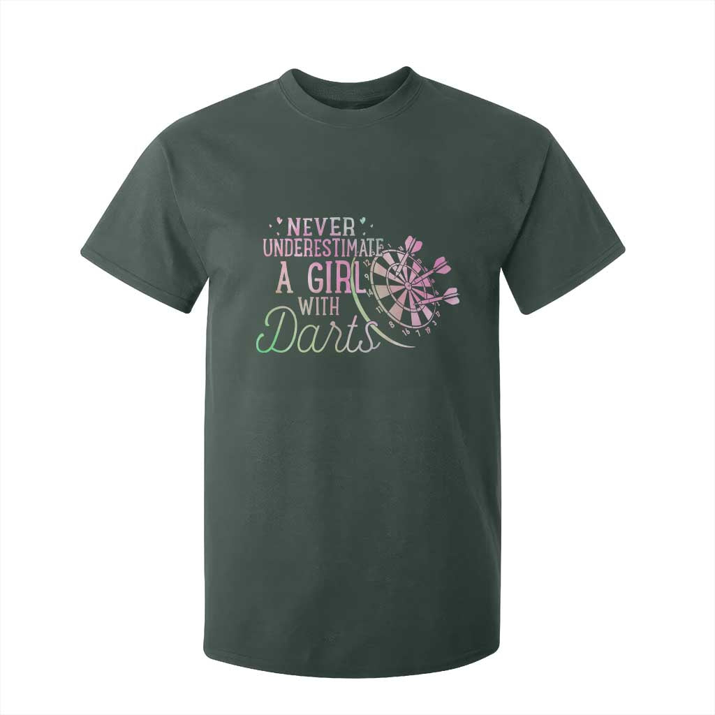 Never Underestimate A Girl With Dart T Shirt For Kid Sports Lover Gift TS12 Dark Forest Green Print Your Wear
