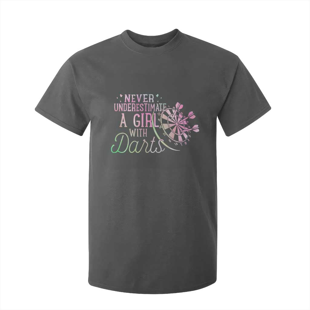 Never Underestimate A Girl With Dart T Shirt For Kid Sports Lover Gift TS12 Dark Heather Print Your Wear