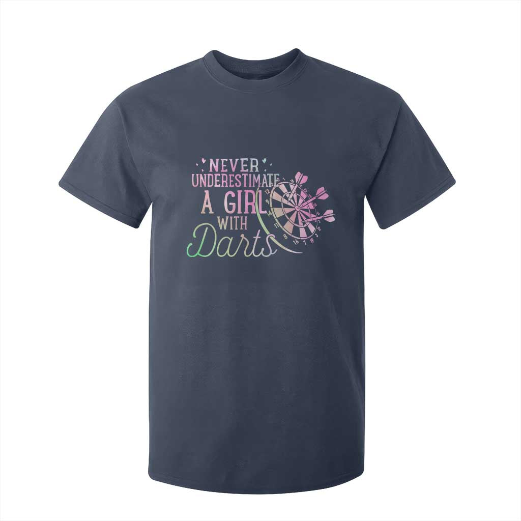 Never Underestimate A Girl With Dart T Shirt For Kid Sports Lover Gift TS12 Navy Print Your Wear