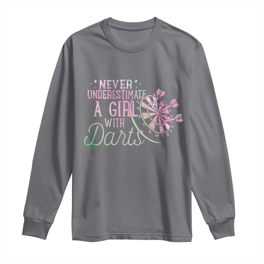 Never Underestimate A Girl With Dart Long Sleeve Shirt Sports Lover Gift TS12 Charcoal Print Your Wear