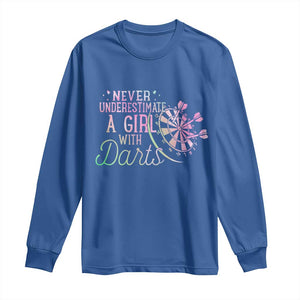 Never Underestimate A Girl With Dart Long Sleeve Shirt Sports Lover Gift TS12 Royal Blue Print Your Wear