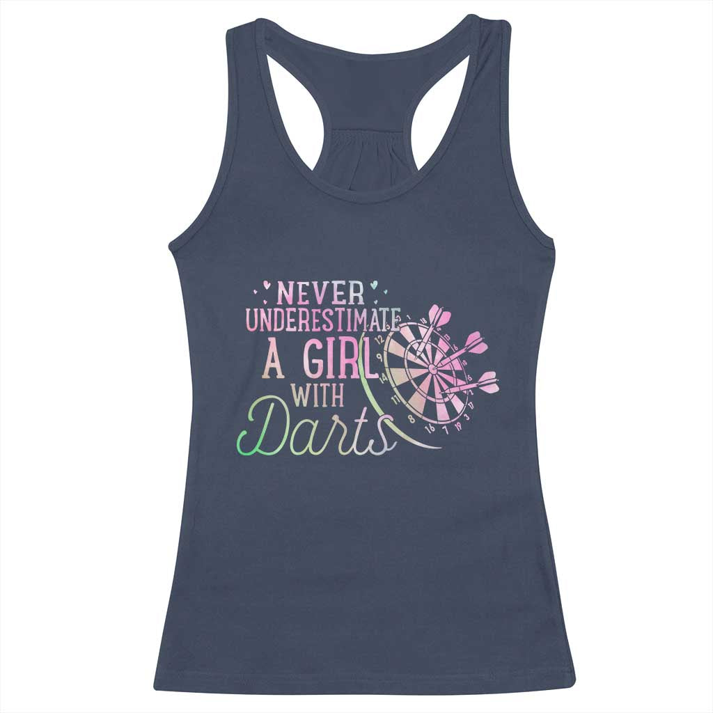 Never Underestimate A Girl With Dart Racerback Tank Top Sports Lover Gift TS12 Navy Print Your Wear
