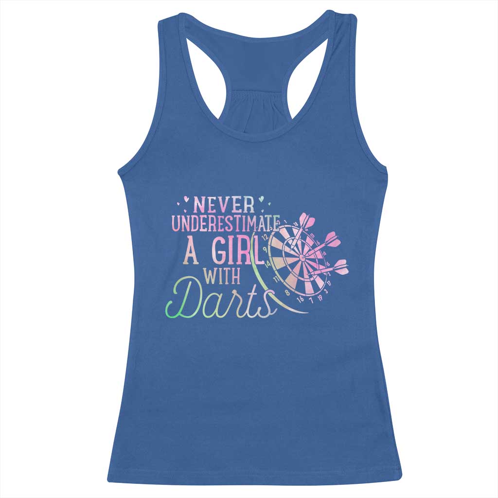 Never Underestimate A Girl With Dart Racerback Tank Top Sports Lover Gift TS12 Royal Blue Print Your Wear