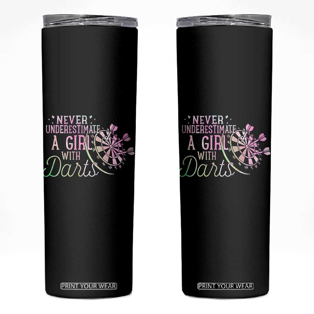 Never Underestimate A Girl With Dart Skinny Tumbler Sports Lover Gift TS12 Black Print Your Wear