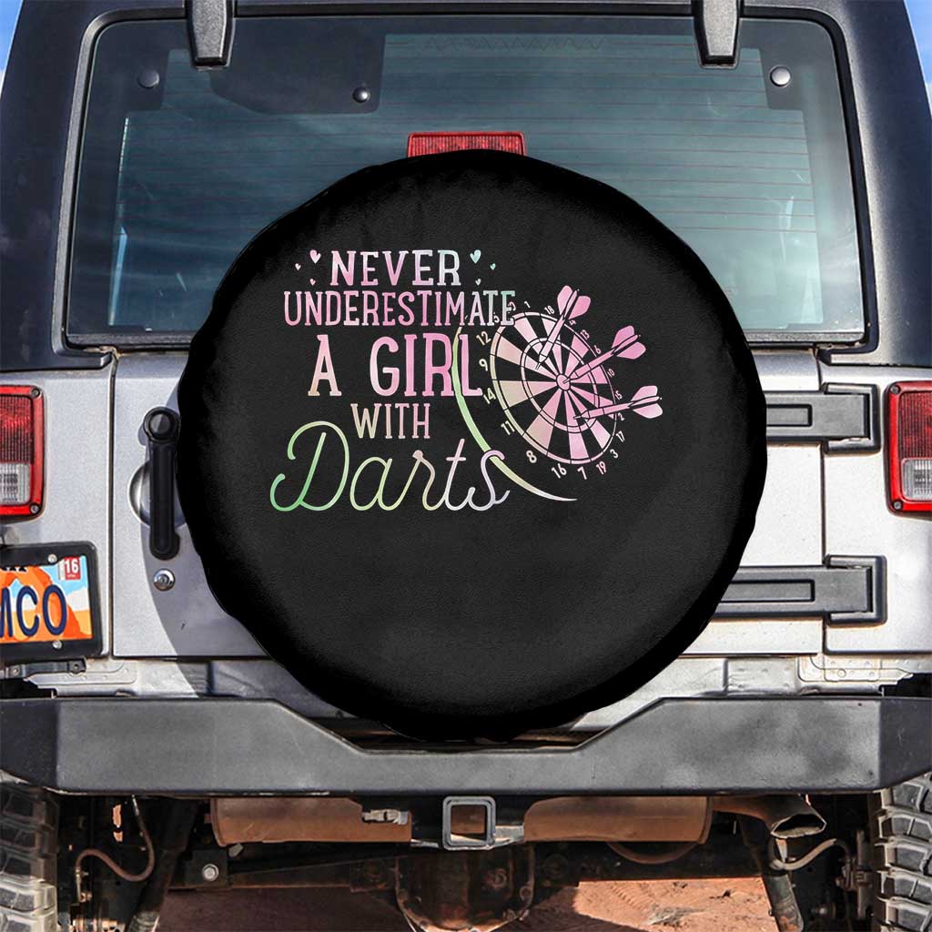 Never Underestimate A Girl With Dart Spare Tire Cover Sports Lover Gift TS12 No hole Black Print Your Wear