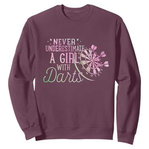 Never Underestimate A Girl With Dart Sweatshirt Sports Lover Gift TS12 Maroon Print Your Wear
