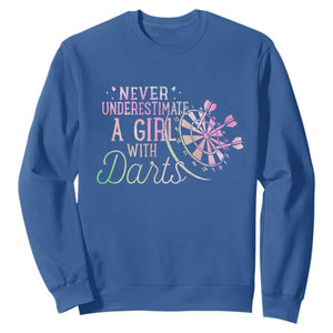 Never Underestimate A Girl With Dart Sweatshirt Sports Lover Gift TS12 Royal Blue Print Your Wear
