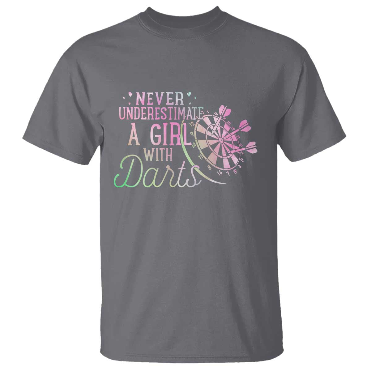 Never Underestimate A Girl With Dart T Shirt Sports Lover Gift TS12 Charcoal Print Your Wear