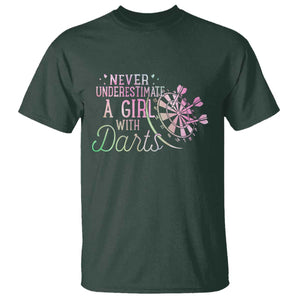 Never Underestimate A Girl With Dart T Shirt Sports Lover Gift TS12 Dark Forest Green Print Your Wear