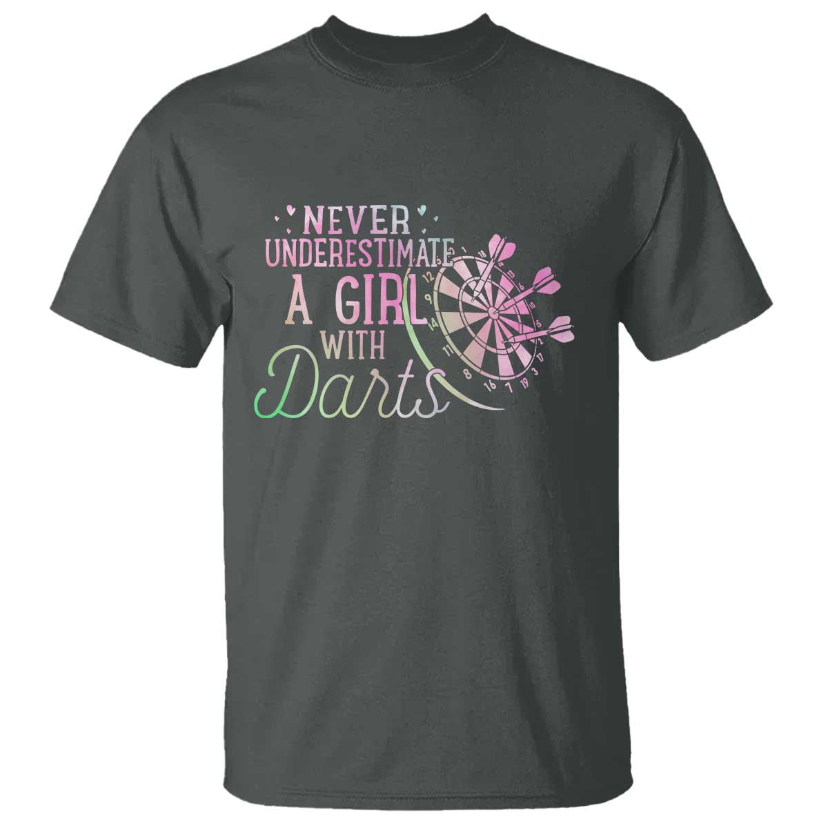 Never Underestimate A Girl With Dart T Shirt Sports Lover Gift TS12 Dark Heather Print Your Wear
