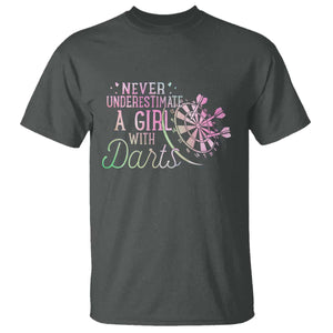 Never Underestimate A Girl With Dart T Shirt Sports Lover Gift TS12 Dark Heather Print Your Wear