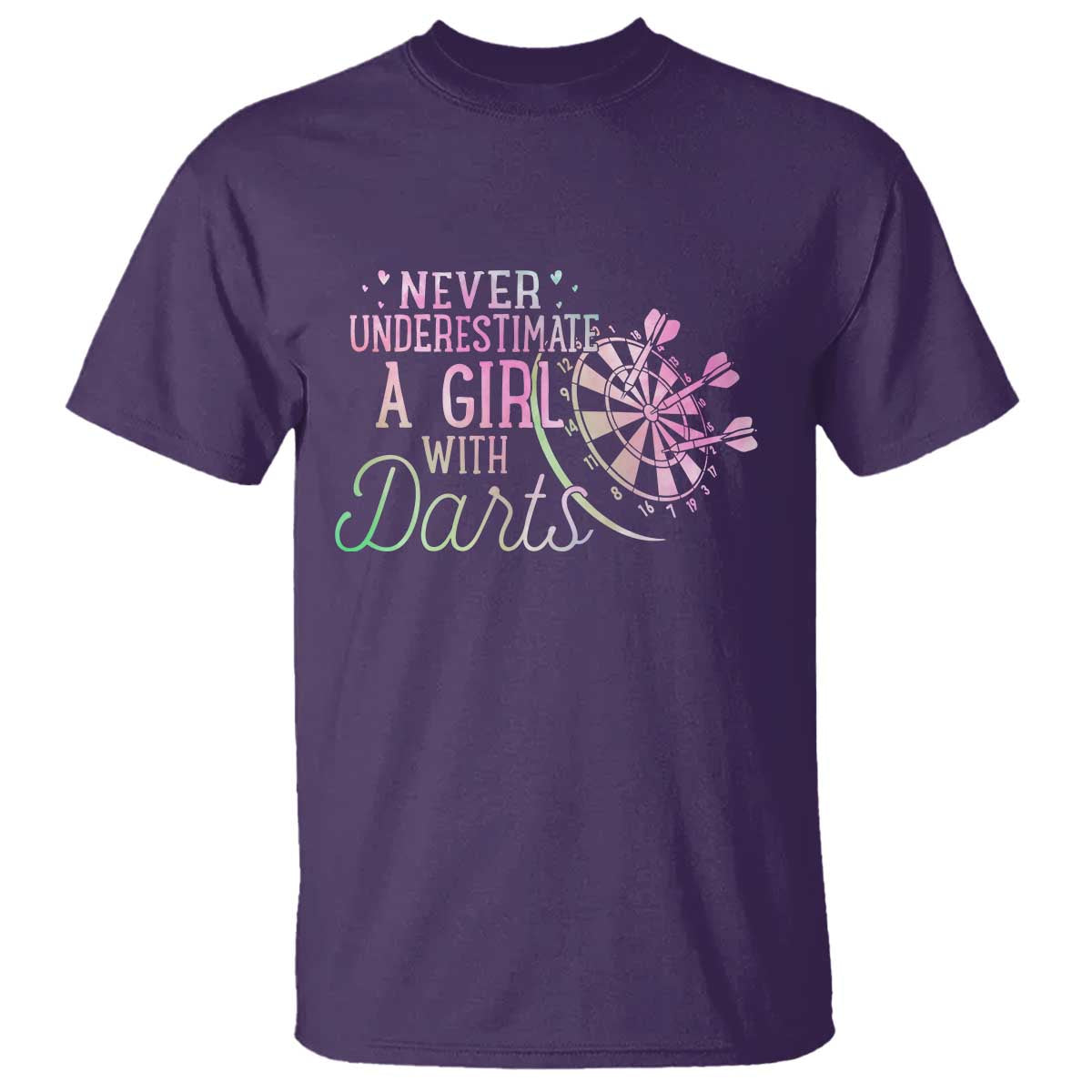 Never Underestimate A Girl With Dart T Shirt Sports Lover Gift TS12 Purple Print Your Wear
