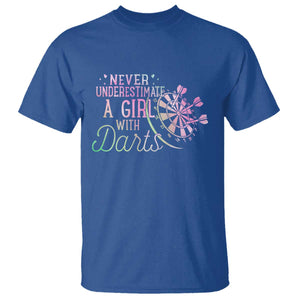 Never Underestimate A Girl With Dart T Shirt Sports Lover Gift TS12 Royal Blue Print Your Wear