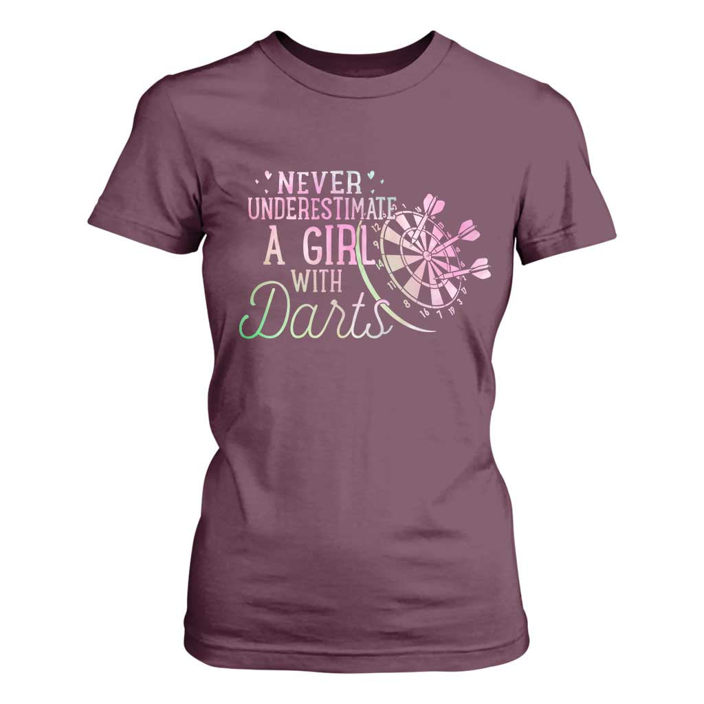 Never Underestimate A Girl With Dart T Shirt For Women Sports Lover Gift TS12 Maroon Print Your Wear
