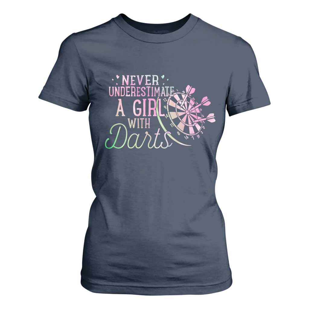 Never Underestimate A Girl With Dart T Shirt For Women Sports Lover Gift TS12 Navy Print Your Wear