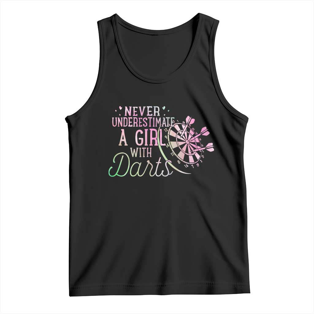 Never Underestimate A Girl With Dart Tank Top Sports Lover Gift TS12 Black Print Your Wear