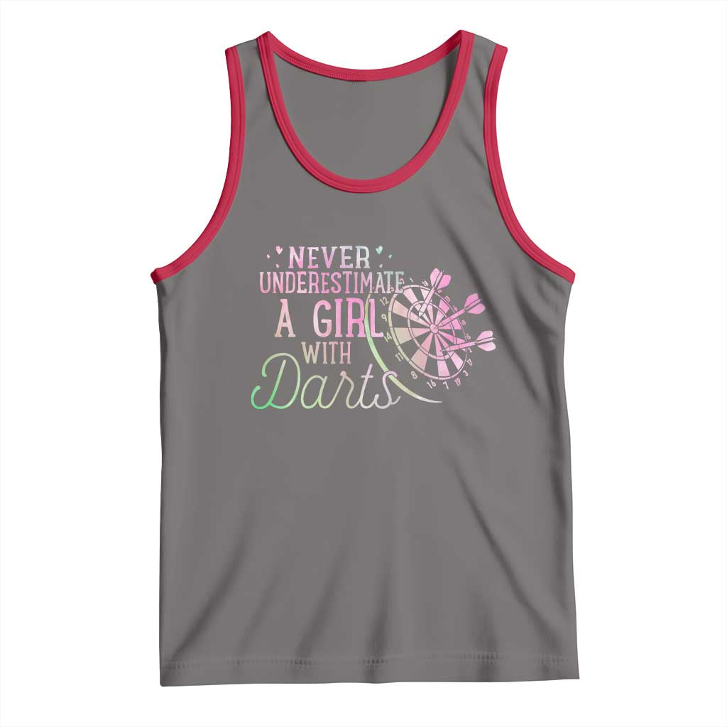 Never Underestimate A Girl With Dart Tank Top Sports Lover Gift TS12 Deep Heather Red Print Your Wear