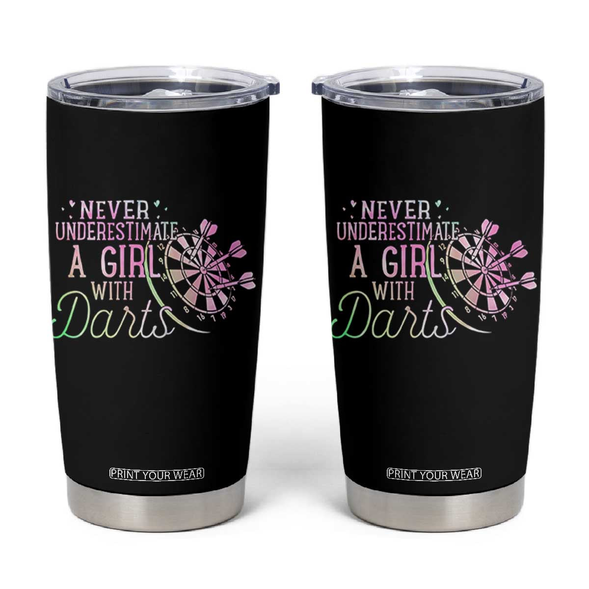 Never Underestimate A Girl With Dart Tumbler Cup Sports Lover Gift TS12 Black Print Your Wear