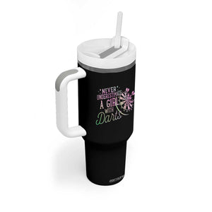 Never Underestimate A Girl With Dart Tumbler With Handle Sports Lover Gift TS12 Print Your Wear