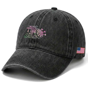 Never Underestimate A Girl With Dart Washed Cotton Baseball Cap Sports Lover Gift TS12 Print Your Wear