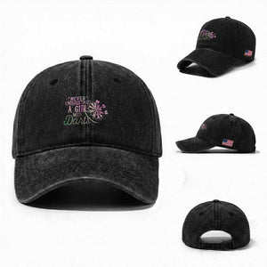 Never Underestimate A Girl With Dart Washed Cotton Baseball Cap Sports Lover Gift TS12 Washed Cap Universal Fit Black Print Your Wear