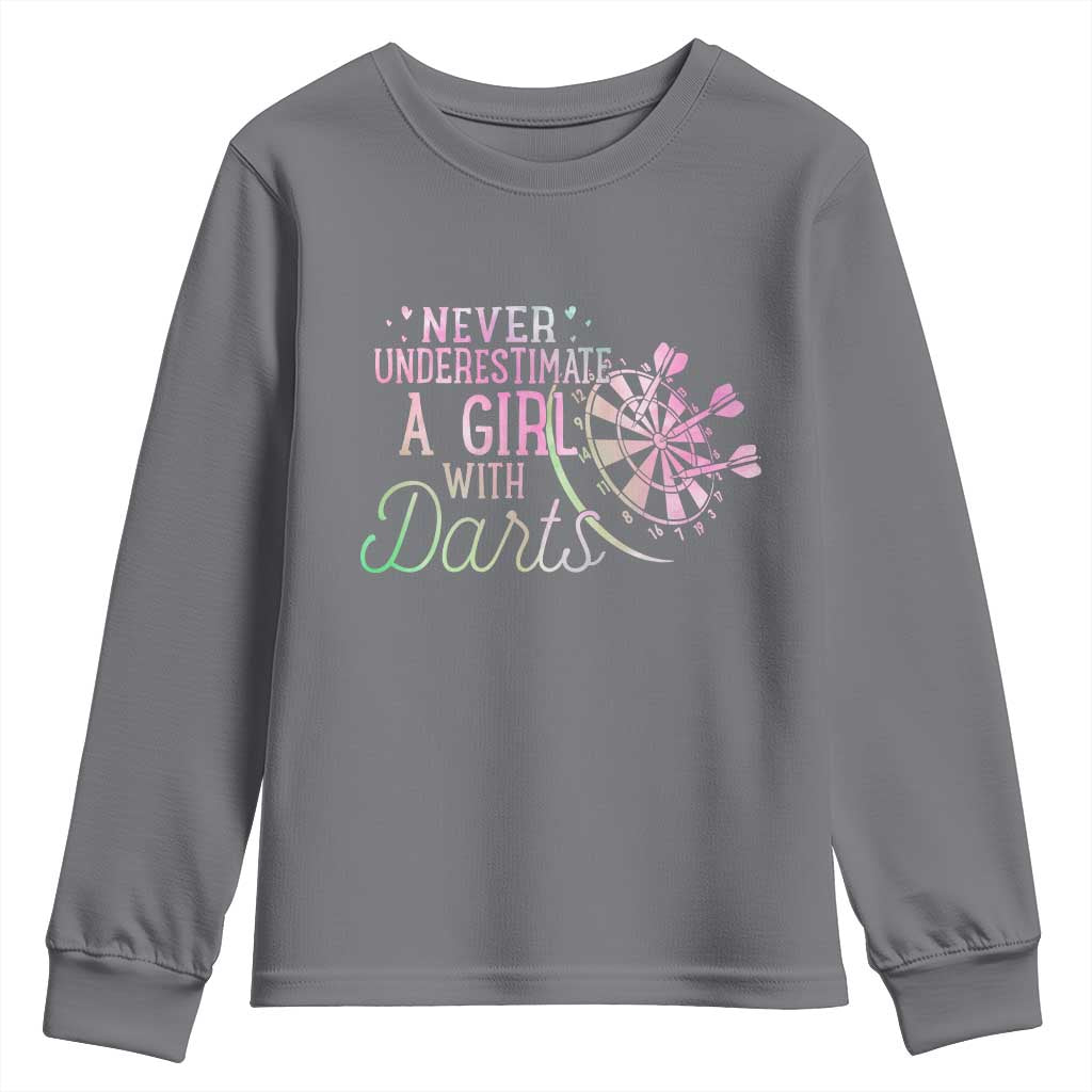 Never Underestimate A Girl With Dart Youth Sweatshirt Sports Lover Gift TS12 Charcoal Print Your Wear