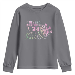 Never Underestimate A Girl With Dart Youth Sweatshirt Sports Lover Gift TS12 Charcoal Print Your Wear