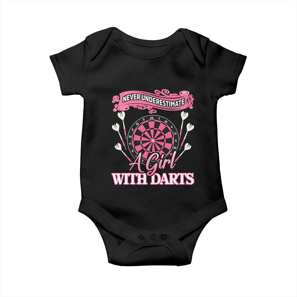 Never Underestimate A Girl Dart Player Gift Idea Baby Onesie TS12 Black Print Your Wear