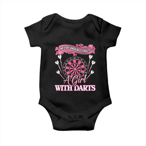 Never Underestimate A Girl Dart Player Gift Idea Baby Onesie TS12 Black Print Your Wear