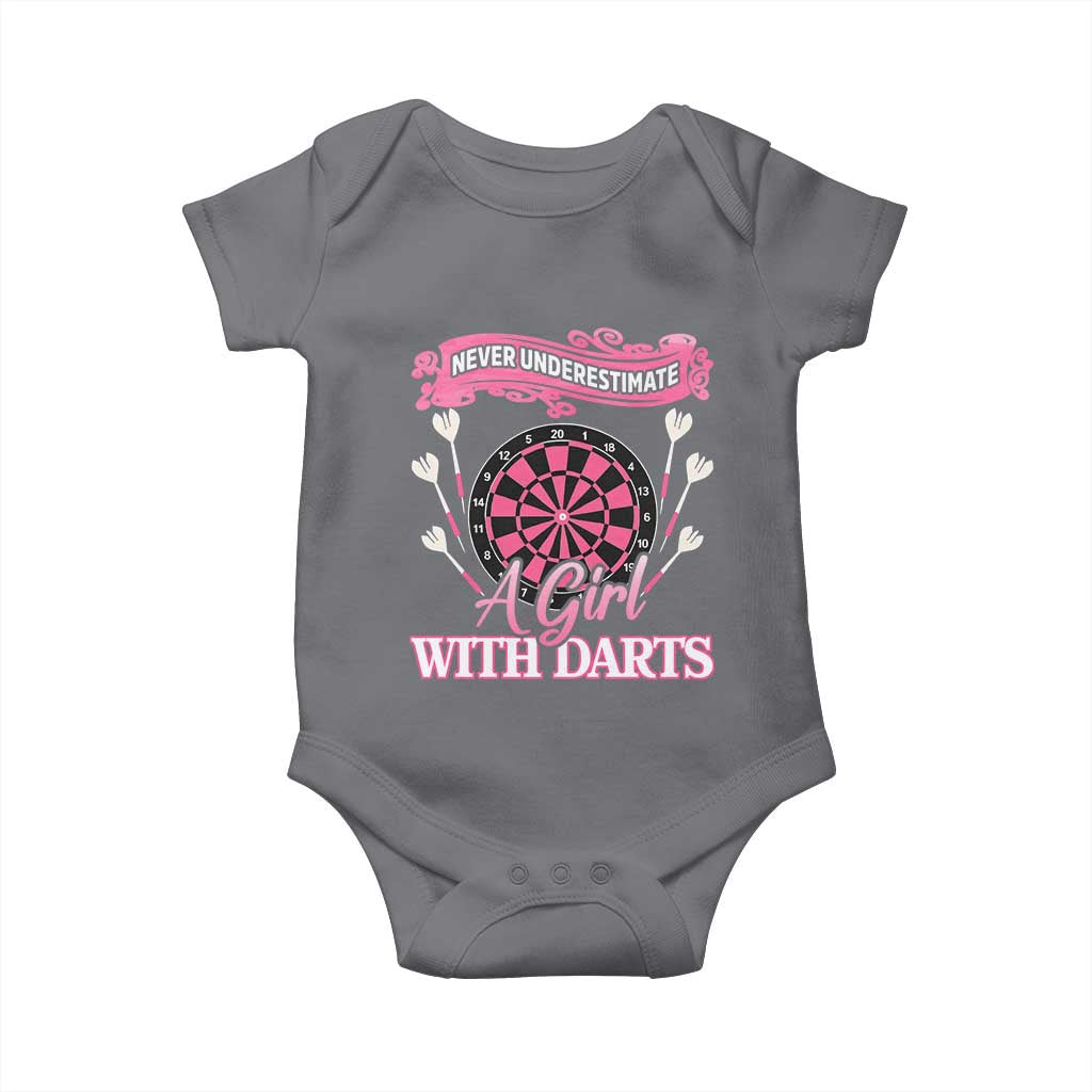 Never Underestimate A Girl Dart Player Gift Idea Baby Onesie TS12 Charcoal Print Your Wear