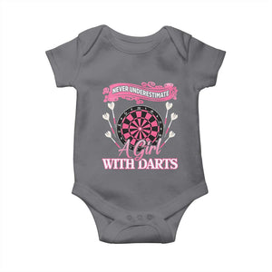 Never Underestimate A Girl Dart Player Gift Idea Baby Onesie TS12 Charcoal Print Your Wear