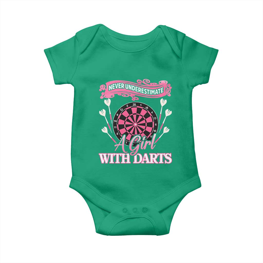 Never Underestimate A Girl Dart Player Gift Idea Baby Onesie TS12 Irish Green Print Your Wear