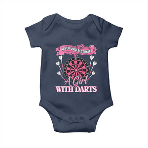 Never Underestimate A Girl Dart Player Gift Idea Baby Onesie TS12 Navy Print Your Wear