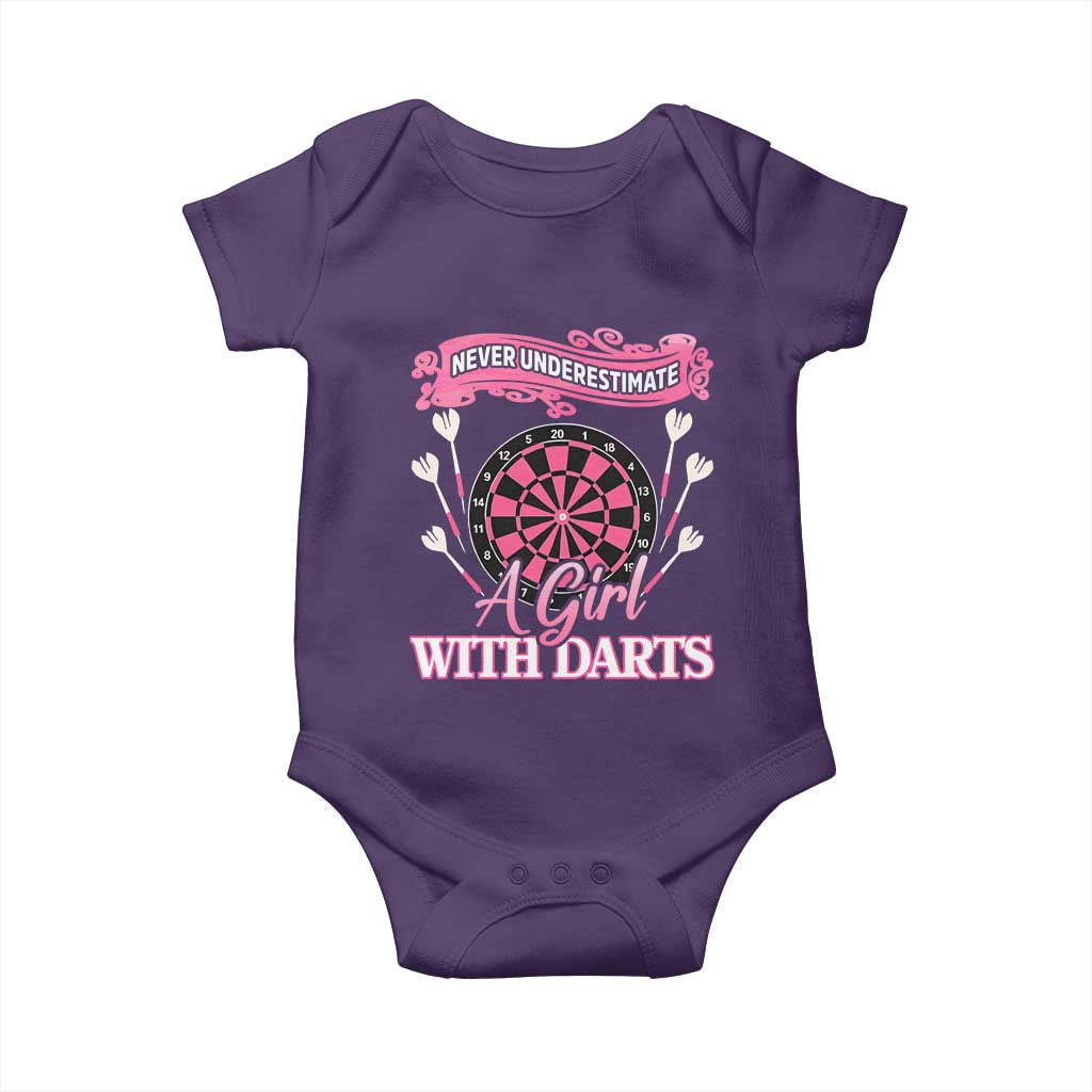 Never Underestimate A Girl Dart Player Gift Idea Baby Onesie TS12 Purple Print Your Wear