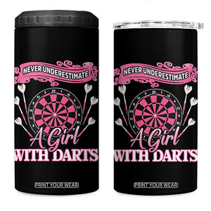 Never Underestimate A Girl Dart Player Gift Idea 4 in 1 Can Cooler Tumbler TS12 One Size: 16 oz Black Print Your Wear